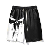 Men's Skull Color Block Plus Size Shorts
